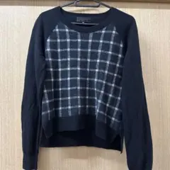 アンタイトル白黒チェック柄ニットサイズ2 S〜M未使用裾スリット入り毛100