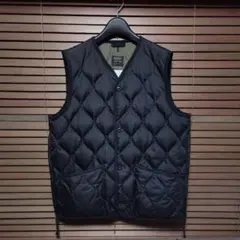 TAION【UNISEX】ミリタリー Vネック ボタン ダウンベスト 黒　XL