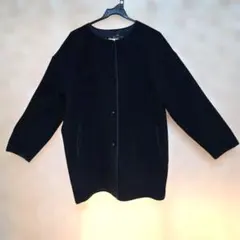 purelastノーカラー ロングコート ネイビー XL