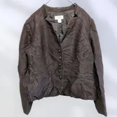 Talbots【10】ノーカラージャケット ウール混 ダークブラウン