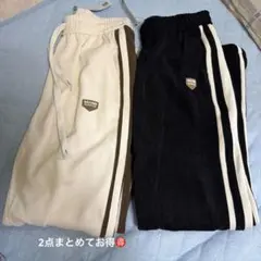 NEOS ワイドシルエット　ロゴ　ライン　カルゼ　スウェットパンツ　Mサイズ2点