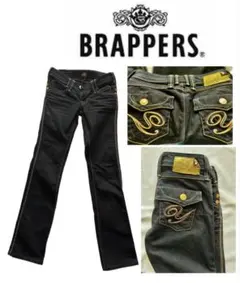 BRAPPERS ブラックスキニー　キラキラゴールド刺繍ステッチ　26インチ