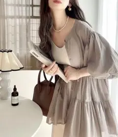 【classicalELF】3wayバルーンスリーブティアードシアーシャツ