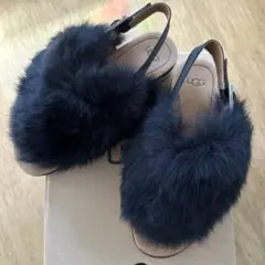 最終値下げ　美品　UGG 黒 ファー トングサンダル　8.5 25.5cm