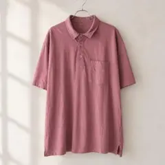 ジョージ 無地 ポロシャツ 襟付半袖 2XL ビッグサイズ 桃 綿 お出かけのサムネイル