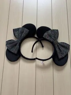 ミッキー耳ビジュー付きカチューシャ　2点