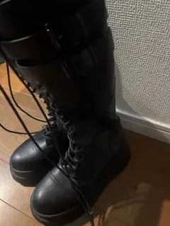 Bershka レースアップ ロングブーツ ブラック　23cmのサムネイル