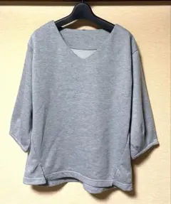 しまむら CLOSSHI Vネック トレーナー カットソー 7分袖 グレー
