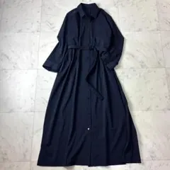 美品✨ マッキントッシュ 38 ロング シャツワンピース ベルト ネイビー M