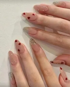 30個入り ネイルチップ ハート キラキラ ラメ ロング ワンホン 可愛い 26