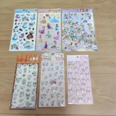 ディズニーペタペタシール、サンリオぷくっとシール6点セット