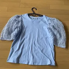 ZARA 水色トップス 半袖 Tシャツ フリル袖