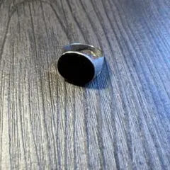 【1331】新品 アメカジ シルバー調 黒 リング 10号