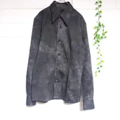 MODDERN LOVERS　メンズ長袖シャツ　M ブラック　シワ加工のサムネイル