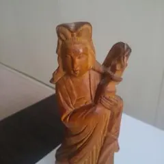 木彫り 観音菩薩像 仏像 彫刻 オブジェのサムネイル