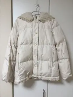 フランシュリッペ　ダウンジャケット ミルク　ボア&パール付きフード取り外し可能