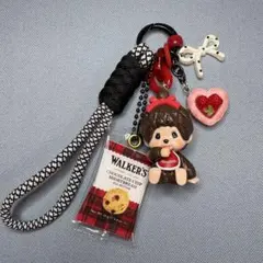 61.じゃらキーホルダー ハンドメイド チェック柄 チョコレートモチーフ