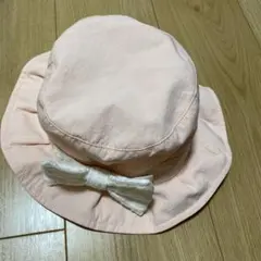 ベビー用帽子 ピンク リボン付き