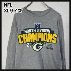 NFL】ロンT　グリーンベイパッカーズ　グレー　デカロゴ　チャンピオンアメフト＆
