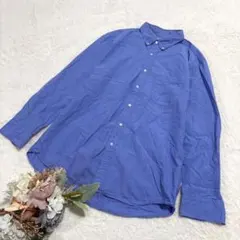 【ユニクロ】メンズ エクストラファインコットンブロードシャツ ブルー  XL