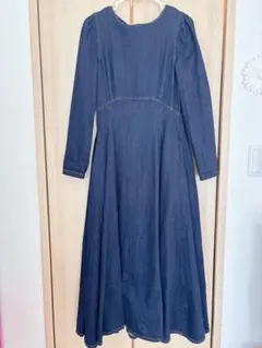 MOUSSY PUFF SLEEVE デニム ドレス ワンピース フレア 濃紺