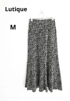 Lutique レオパード柄　マーメイドプリーツスカート　M モノトーン