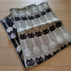 マタノアツコ　猫柄 フェイスタオル グレー　ガーゼのサムネイル