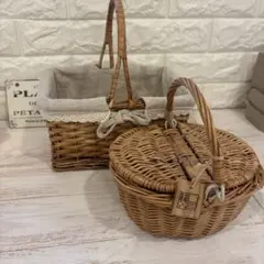 籐製ブラウンバスケット（小型）