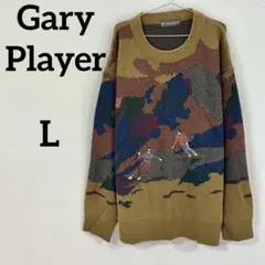 Gary Player 総柄スキーニット レトロデザイン ウール混 L相当のサムネイル