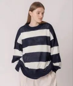ONCILY BORDER MESH KNIT ネイビー