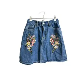 C0418 EATME刺繍ミニスカートデニム　ギャルデート　キッズ150 160のサムネイル