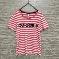 アディダス✨ネオピンクボーダー半袖TシャツレディースL