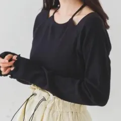 Kastane アメスリリブプルオーバー ブラック