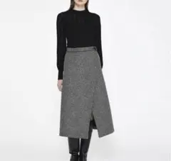 estnation エストネーション ツイード ラップスカート 36 グレー 黒