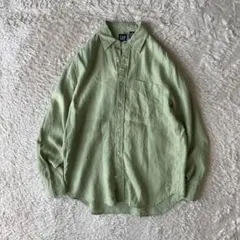 ギャップ 90s old GAP linen L/S shirt S green