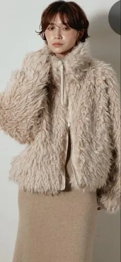 お値下げ！ESICA同型　ミックスシープファースタンドブルゾン　ベージュカラー