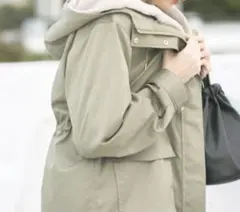 D.GLOBAL WORK 撥水ブルゾンオリーブグリーン フード付きジャケット