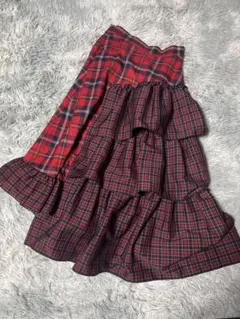 jouetie ジュエティ アシメヘムティアードスカート レッド　赤　チェック