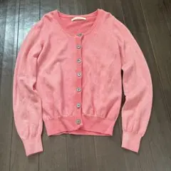 長袖　カーディガン　ピンク　ウール100% レディース