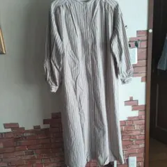 AMERICAN HOLIC ストライプシャツワンピース ノーカラーシャツワンピ