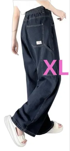 【Java】 ダークブルー ワイドパンツ ✨XL✨