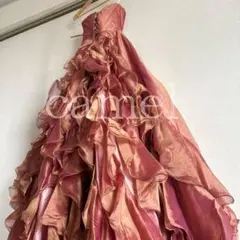 ボリューム オレンジ カラードレス フリル背面豪華　演奏会 発表会 ウェディング