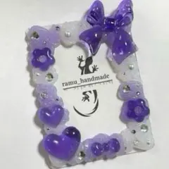 【リボンハート　パープル】B8 トレカケース　ホイップ　デコ　硬質ケース　推し活