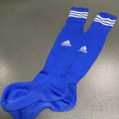 美品　adidas 青 サッカー　ストライプ ソックス