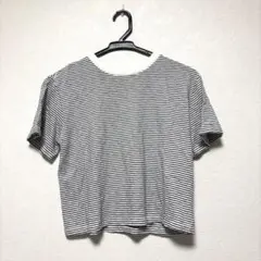 ユニクロ　白黒ストライプ 半袖Tシャツ Sサイズ