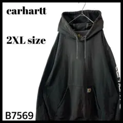 Carhartt カーハート パーカー 黒×白ロゴ アームプリント メンズ2XL