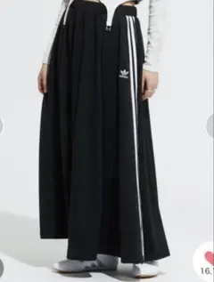 美品　adidas ロングスカート　3本ライン　黒　 Mサイズ