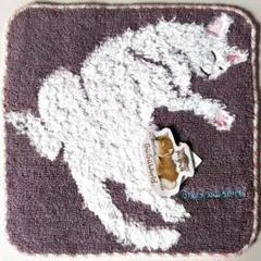 新品　グーグーワールドGuGu World ✨タオルハンカチ　白猫 ネコ ねこ♥