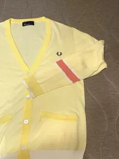 FRED PERRY フレッドペリー　レモンイエロー Vネック カーディガン
