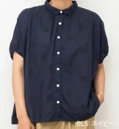 SUN VALLEY ドット 水玉 半袖 綿 紺色 - メルカリ